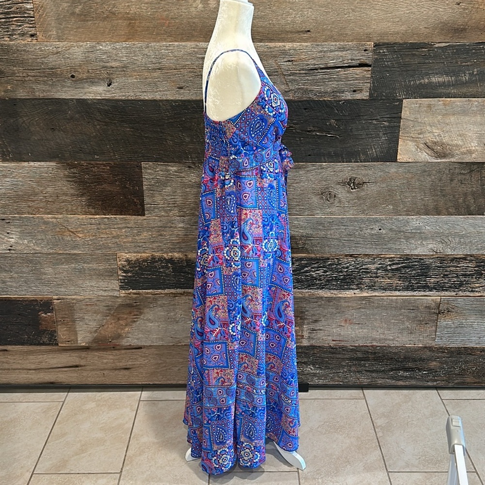 Empire Style Adjustable Spaghetti Strap Flowy Maxi Dress. Small - Picture 4 of 6